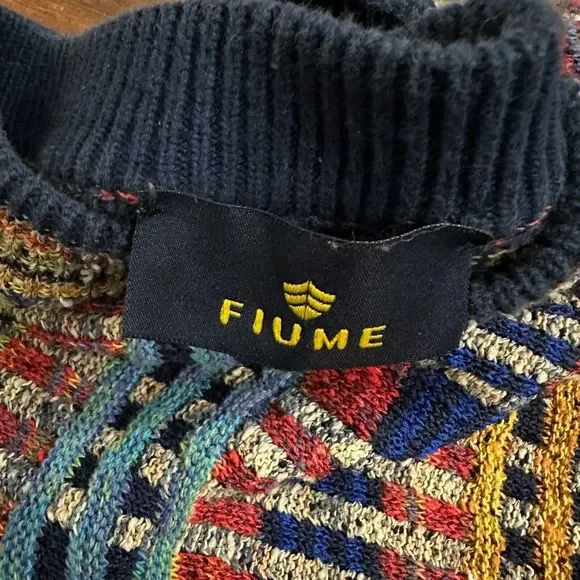 VINTAGE FIUME Long Slevee Multicolor Plaid Knit Pullover Sweater - Picture 9 of 10